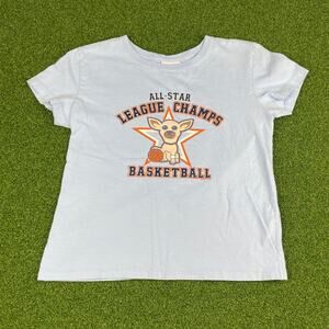 Vintage Y2K Sonoma Sporty Puppy Graphic Light Blue Baby T Sz S